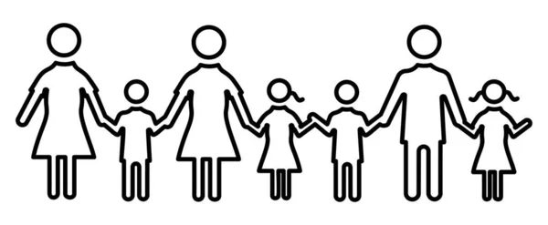 Icon Set Family Woman Man Partner Children Son Daughter Flat — Stok Vektör
