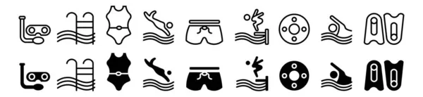 Swimming Pool Icons Set Swimming Icon Different Style Vector Illustration — Stock Vector