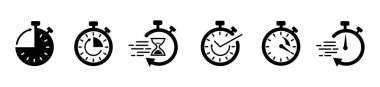 Zamanlayıcı vektör simgelerini sayın, Kronometre simgeleri Zamanlayıcı simgesini ayarlayın. Özet kronometre simgesi alarmı