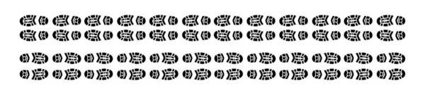 Icon Set Footprints Shoe Sole Tracking Path Zapatos Trail Track — Vector de stock