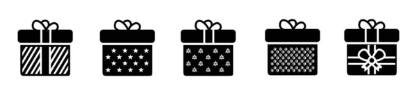 礼品盒图标集隔离在白色背景上 圣诞礼物收集媒介插画 礼品盒简介 — 图库矢量图片