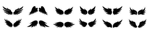 Σετ Κενών Ασπίδων Φτερά Σετ Εραλδικών Φτερωτών Ασπίδων Διάφορα Σχήματα — Διανυσματικό Αρχείο