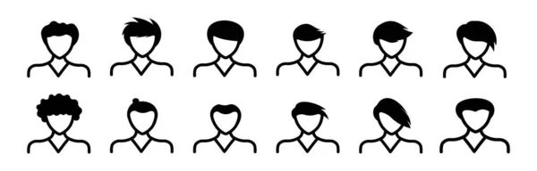 Люди Аватара Иконка Набор Мужчин Прическа Векторная Плоская Икона Мужской — стоковый вектор
