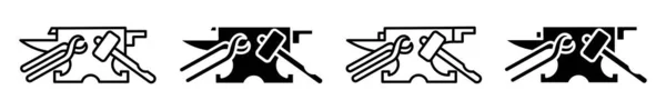 Forgeron Forge Modèle Conception Logo Enclume Marteau Conception Simple Enclume — Image vectorielle
