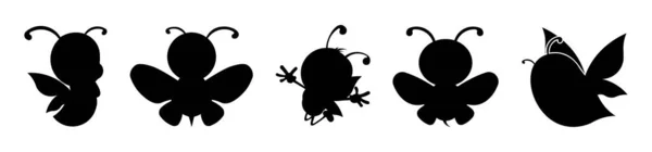 Conjunto Desenhos Animados Honey Bee Ilustração Vetorial Estilo Plano Conjunto —  Vetores de Stock