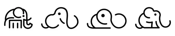Set Olifantensilhouetten Elephant Logo Set Vector Symbool Silhouette Icon Platte — Stockvector