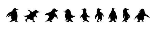 Силуэт Животного Пингвина Икона Вектора Мультфильма — стоковый вектор