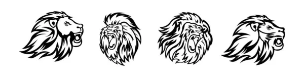 Head Lion Silhouette Set Lion Wild Animal Silhouettes Good Use — ストックベクタ