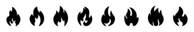 set of Fire Flame icon in different style. Bonfire line Silhouette vector  logo illustration on white background.
