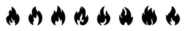Set Fire Flame Icon Different Style Bonfire Line Silhouette Vector — Image vectorielle