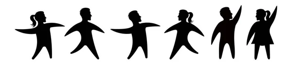 Vektor Silhouette Von Kindern Ikonensammlung Von Kindern Silhouetten Jungen Und — Stockvektor