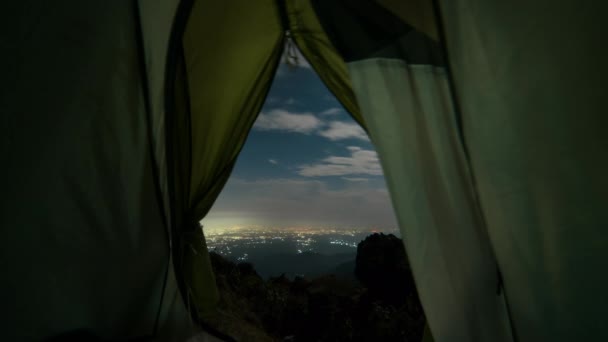 Çadırdan Dehradoon Şehir Gece Manzarası — Stok video