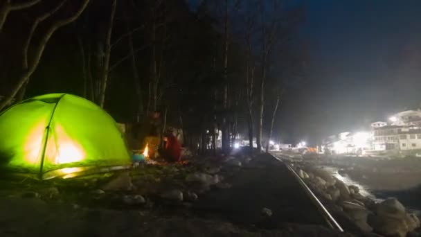 Himalayalarda Gece Kampı Zamanı — Stok video