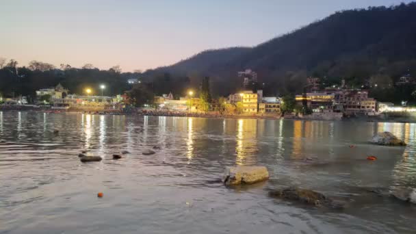 Timelapse Rishikesh Ghat Jour Soir Uttarakhand Inde — Video