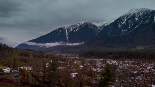 Timelapse Clouds Rain Village Kashmir — Stock Video