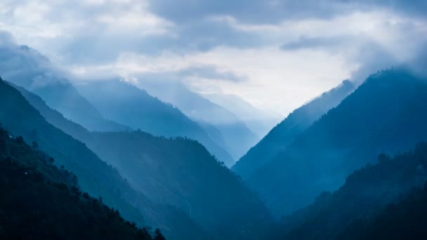 Zonnestralen Bergen Himalaya Timelapse — Stockvideo