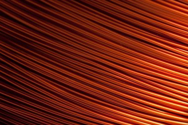 Elektronik aletler için bakır tel. Merkeze odaklı ve sağ ve solun bulanık kenarlı. Elektrik endüstrisindeki elektronik bileşenlerin üretimi için tasarlandı..