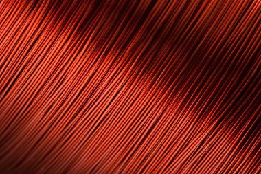 Elektronik aletler için bakır tel. Merkeze odaklı ve sağ ve solun bulanık kenarlı. Elektrik endüstrisindeki elektronik bileşenlerin üretimi için tasarlandı..