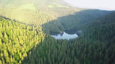 Yaz aylarında hava görünümünü Karpat takoz. Karpat doğa, göl montaj. Havadan görünümü Synevir Gölü, Ukrayna