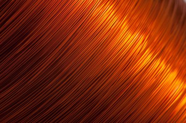 Elektronik aletler için bakır tel. Merkeze odaklı ve sağ ve solun bulanık kenarlı. Elektrik endüstrisindeki elektronik bileşenlerin üretimi için tasarlandı..