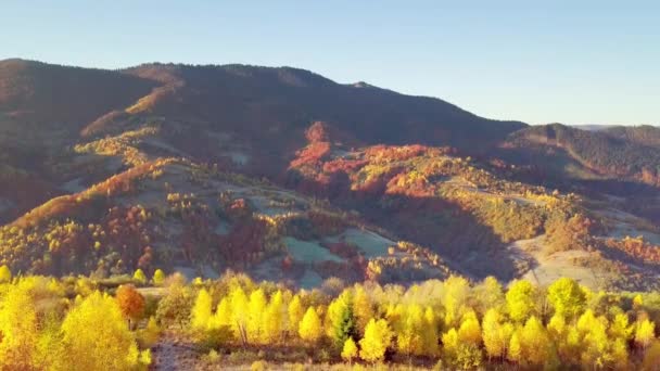 La forêt de montagne sur le fond du coucher du soleil. Coucher de soleil spectaculaire. Timelapse. 4K. — Video