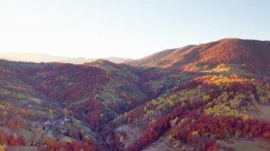 Kuşbakışı manzaralı harika bir manzara. Panoramik dağ manzaralı nefes kesici manzara - Karpatlar dağ sırası, Synevyr geçidi, Kamenka dağı, Ukrayna.