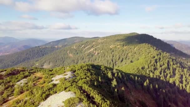 Wspaniały krajobraz. Zapierający dech w piersiach widok z panoramicznym krajobrazem górskim - pasmo górskie Karpat, przełęcz Synevyr, Kamienna Góra, Ukraina. — Wideo stockowe