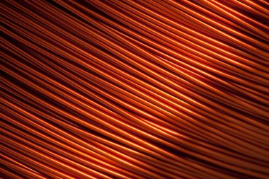 Elektronik aletler için bakır tel. Merkeze odaklı ve sağ ve solun bulanık kenarlı. Elektrik endüstrisindeki elektronik bileşenlerin üretimi için tasarlandı..