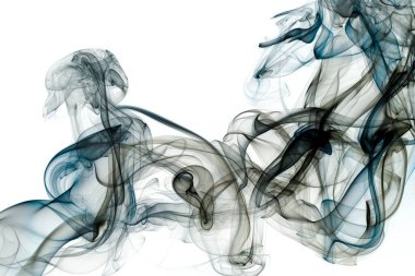 Duman hareketi, beyaz arkaplanda soyut mavi duman, mavi arkaplan, mavi mürekkep arkaplan