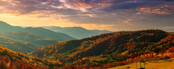 Wonderful view of the mountains that glow under the sunlight. Dramatic morning scene. Carpathian national park, Synevyr pass, Ukraine, Europe. Artistic picture. World of beauty. Warm toning effect.