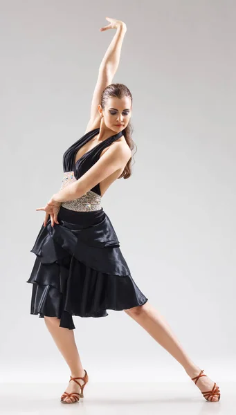 Studio portrait of young attractive woman dancing flamenco — Stock Photo, Image