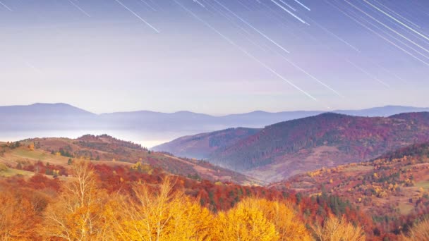 Timelapse Trilhas Estrelas Movimento Céu Noturno Galáxia Láctea Gira Sobre — Vídeo de Stock