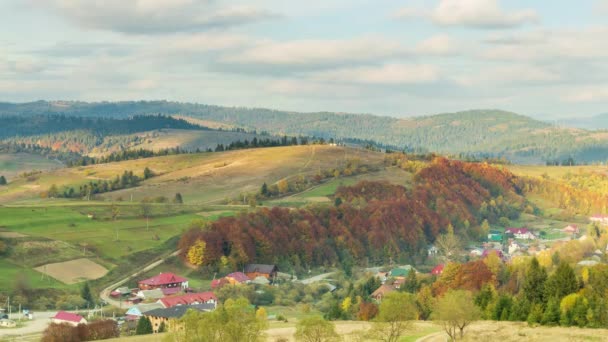 Carpathians Ukraine Autumn Landscape Fog Mountains Fir Forest Hills Lonely — стокове відео