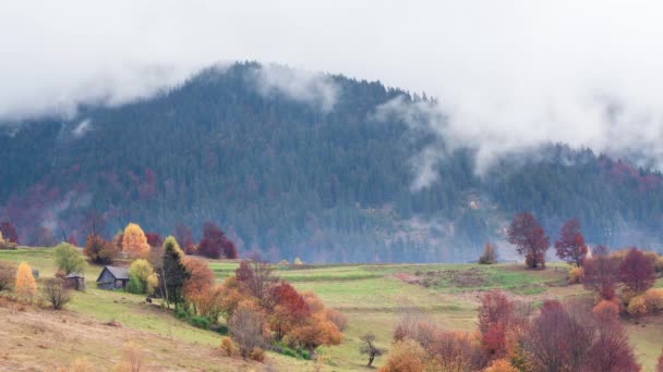 Zaman Aşımı Şarjörü Bulutlu Fantastik Renkli Dağ Manzarası Ukrayna Karpat — Stok video
