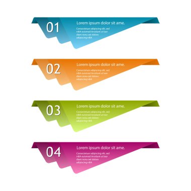 Gradient Colorful Steps Label Infographics Banner Set.