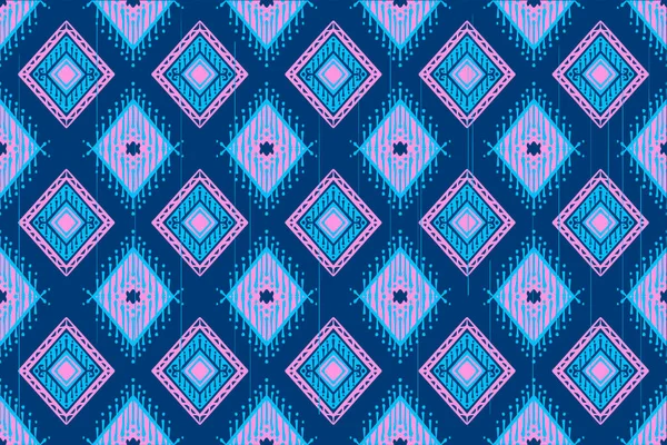 Rosa Und Blau Auf Marineblau Geometrische Ethnische Orientalische Muster Traditionelles — Stockfoto