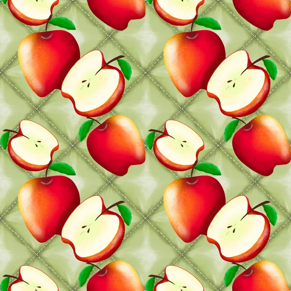 Красное Яблоко Зеленый Геометрический Этнический Восточный Узор Традиционный Дизайн Фона — стоковое фото