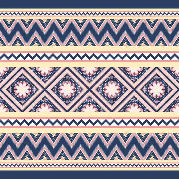 Yellow Pink White Indigo Blue Geometric Ethnic Oriental Pattern Traditional — Stock Photo, Image