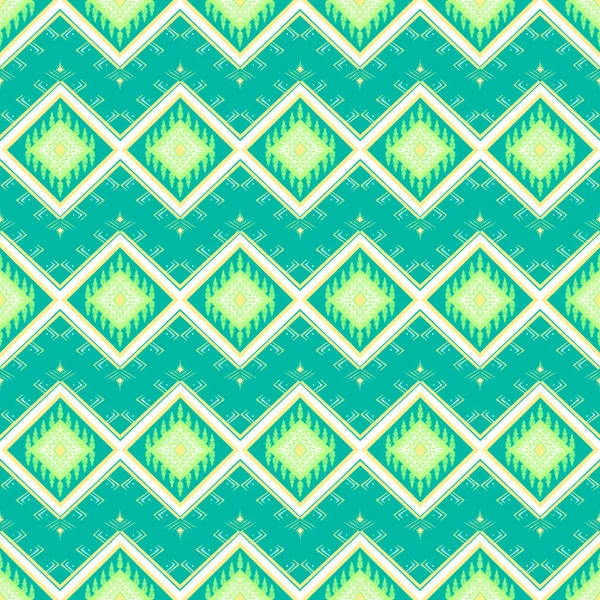 Yellow White Green Teal Geometric Ethnic Oriental Pattern Traditional Design — Stock Photo, Image