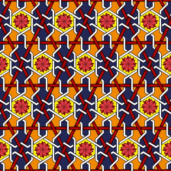 Flor Roja Patrón Oriental Étnico Geométrico Colorido Diseño Tradicional Para —  Fotos de Stock