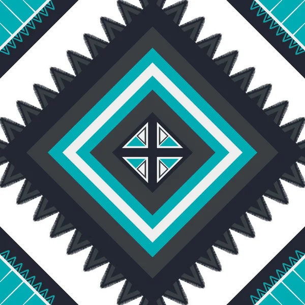 緑のテールブラックスカーフやショール幾何学的な民族の東洋のパターンの背景 カーペット バティック ファブリック イラスト刺繍スタイルのための伝統的なデザイン — ストック写真