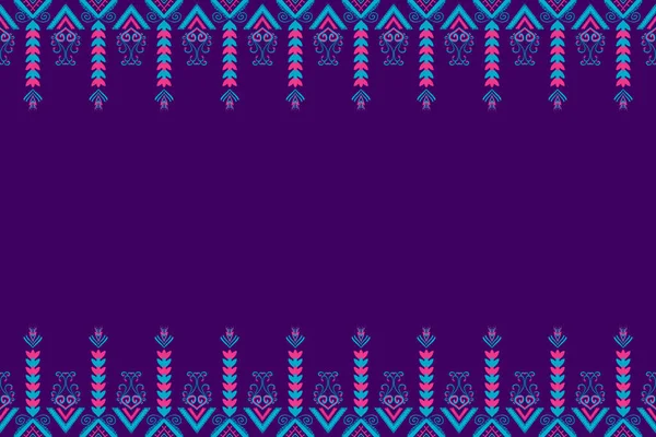 Fiore Rosa Blu Viola Design Tradizionale Geometrico Etnico Orientale Sfondo — Foto Stock