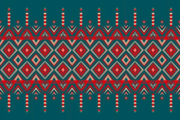 Mavi Teal Kırmızı Turuncu Çiçek Geometrik Etnik Doğuya Özgü Geleneksel — Stok fotoğraf