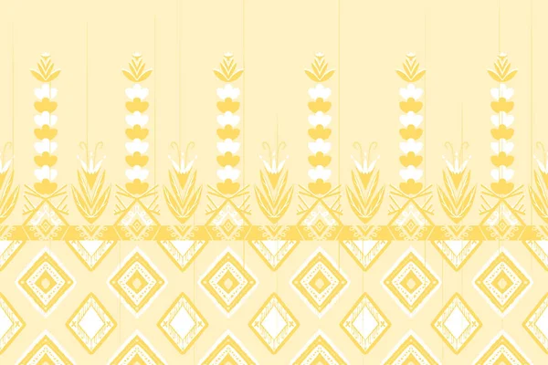 Flor Amarela Branca Marfim Padrão Oriental Étnico Geométrico Tradicional Design — Fotografia de Stock