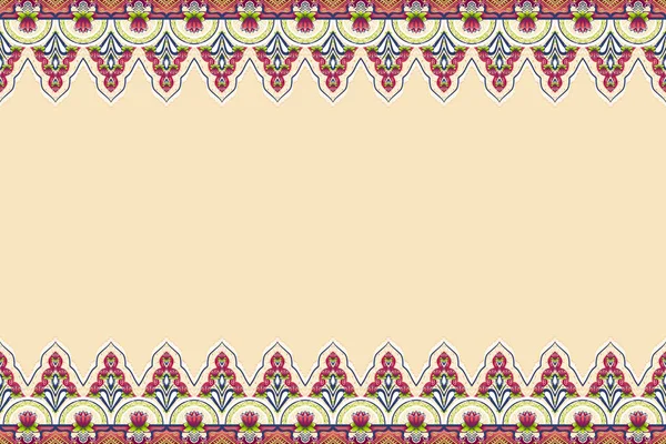 Pink Flower Ivory Beige Green Navy Blue Geometric Ethnic Oriental — Stock Photo, Image