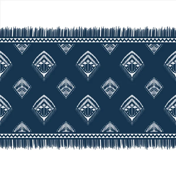 Indigo Blue Beyaz Elmas Geometrik Etnik Doğuya Özgü Geleneksel Tasarım — Stok fotoğraf