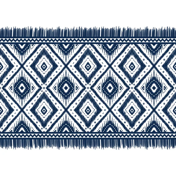 Navy Indigo Blue Diamond White Background Geometric Ethnic Oriental Pattern — Stock Photo, Image