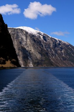 Fjord Peyzaj ve backgroung Dağı