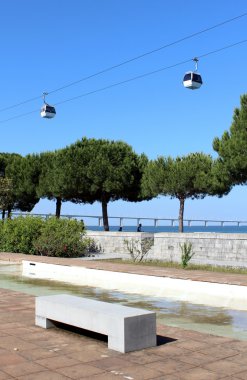 Parque das Nações (place of Expo 98) cablecar. Lisbon, Portugal.