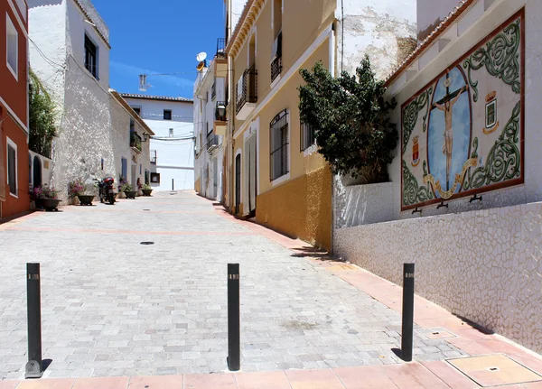 Fontanna w plaza d. manuel miro. Calpe, Hiszpania. — Zdjęcie stockowe